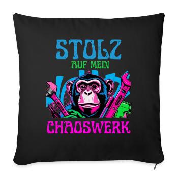 Fière de mon chaos – DIY Monkey - Housse de coussin décorative 45 x 45 cm - noir - Devant