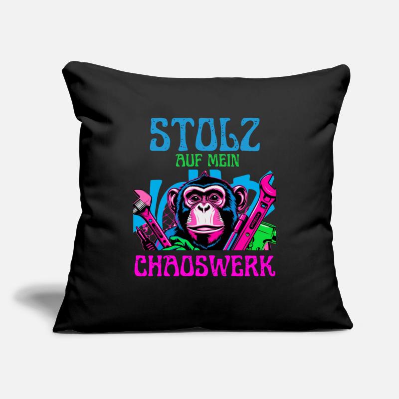 Fière de mon chaos – DIY Monkey Housse de coussin décorative 45 x 45 cm