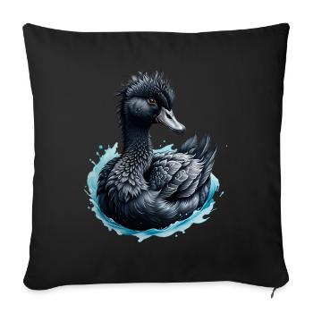 Le cygne noir et la rose bleue - Housse de coussin décorative 45 x 45 cm - noir - Devant