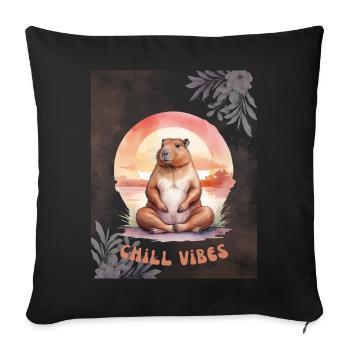 Chill Relax Capybara – Design d’animaux mignons et calmes - Housse de coussin décorative 45 x 45 cm - noir - Devant