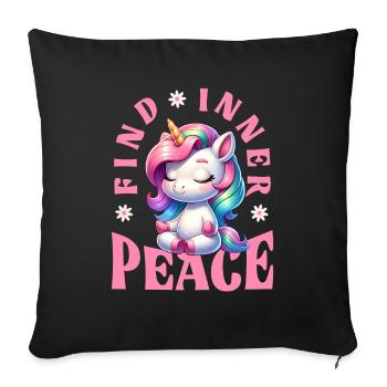 Yoga licorne Inner Peace - Housse de coussin décorative 45 x 45 cm - noir - Devant