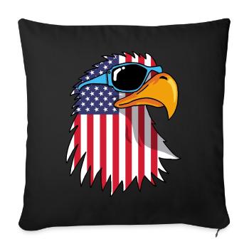 Eagle and American Flag - Sofa pillowcase 17,3'' x 17,3'' (45 x 45 cm) - black - Front
