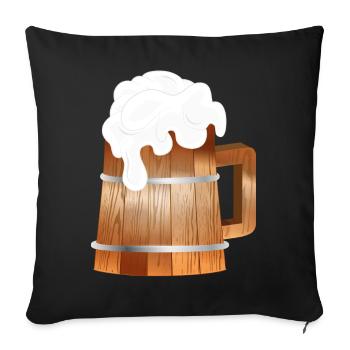 Chope à bière rustique aspect bois avec mousse - Housse de coussin décorative 45 x 45 cm - noir - Devant