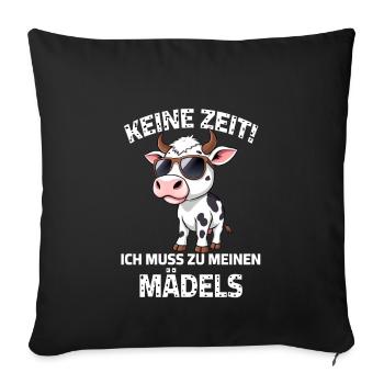 Kuh Bauern Sprüche Bauernhof Landwirtschaft Rind - Sofakissenbezug 45 x 45 cm - Schwarz - Vorne