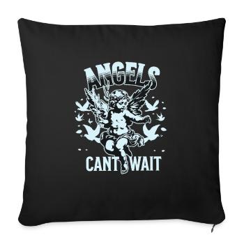 Angel T-Shirt Unisex Angels Can't Wait VintageTee - Sofa pillowcase 17,3'' x 17,3'' (45 x 45 cm) - black - Front
