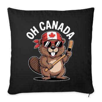 Humorous Beaver with Canadian Flair - Sofa pillowcase 17,3'' x 17,3'' (45 x 45 cm) - black - Front