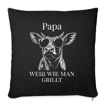 Papa grille le mieux - vache fraîche avec des lunettes de soleil - Housse de coussin décorative 45 x 45 cm - noir - Devant