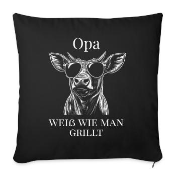 Grandpa knows how to grill – cult for the grill - Sofa pillowcase 17,3'' x 17,3'' (45 x 45 cm) - black - Front
