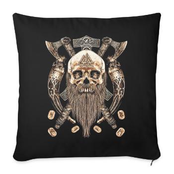 Valhalla Sigil Viking Skull Skeleton Goth - Sofa pillowcase 17,3'' x 17,3'' (45 x 45 cm) - black - Front