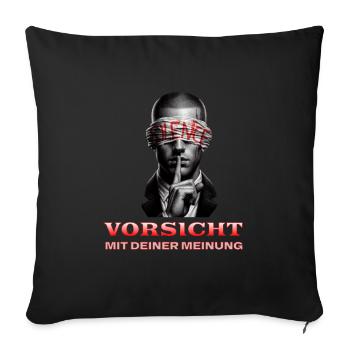 Vorsicht, Subtile Botschaft mit Augenbinde - Sofakissenbezug 45 x 45 cm - Schwarz - Vorne