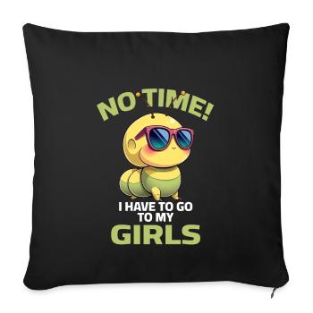 Je n'ai pas le temps d'aller dans le jardin de mes filles Caterpillar - Housse de coussin décorative 45 x 45 cm - noir - Devant