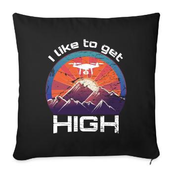 J'aime devenir pilote de drone - Housse de coussin décorative 45 x 45 cm - noir - Devant