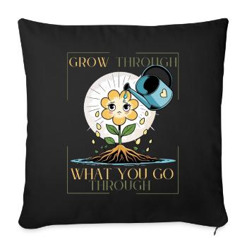 Flower of Strength – Growing despite everything - Sofa pillowcase 17,3'' x 17,3'' (45 x 45 cm) - black - Front