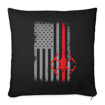 Pilote de drone américain avec drapeau américain - Housse de coussin décorative 45 x 45 cm - noir - Devant