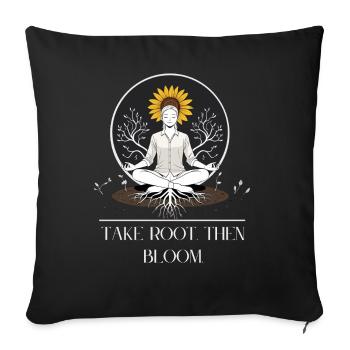 Meditative root design with sunflower - Sofa pillowcase 17,3'' x 17,3'' (45 x 45 cm) - black - Front