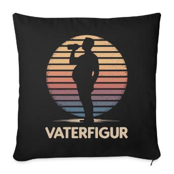 Papa mit Bierbauch Lustige Ironische Vaterfigur - Sofakissenbezug 45 x 45 cm - Schwarz - Vorne