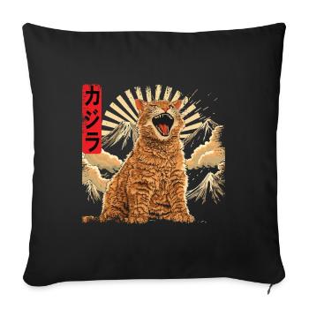 Kaiju Cat Vintage Japon - Housse de coussin décorative 45 x 45 cm - noir - Devant