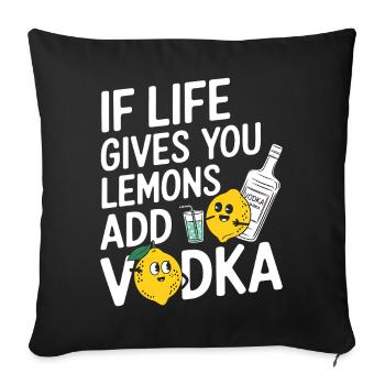 Humorous Lemon and Vodka Illustration - Sofa pillowcase 17,3'' x 17,3'' (45 x 45 cm) - black - Front