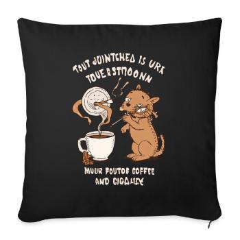 Coffee Cat Smoking Cigarette Design Coffee Lover - Sofa pillowcase 17,3'' x 17,3'' (45 x 45 cm) - black - Front