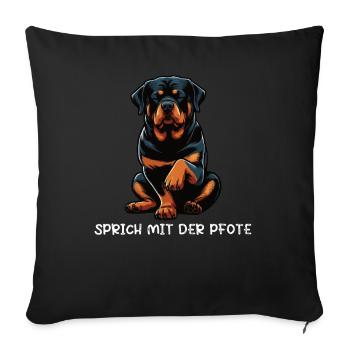 Parler avec la patte Rottweiler Propriétaire du rottweiler - Housse de coussin décorative 45 x 45 cm - noir - Devant