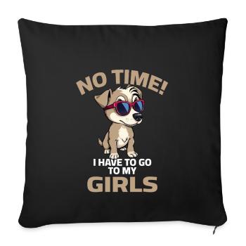 Chien Chien Dictons Propriétaires de chiens Pas de temps Promenade - Housse de coussin décorative 45 x 45 cm - noir - Devant