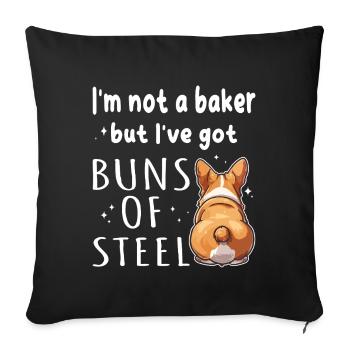 Petits pains d’acier Corgi Jeu de mots - Housse de coussin décorative 45 x 45 cm - noir - Devant