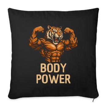 Tiger Power Body Power - Sofa pillowcase 17,3'' x 17,3'' (45 x 45 cm) - black - Front