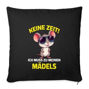 No time, I have to go to my girls' mouse sayings - Sofa pillowcase 17,3'' x 17,3'' (45 x 45 cm) - black - Front