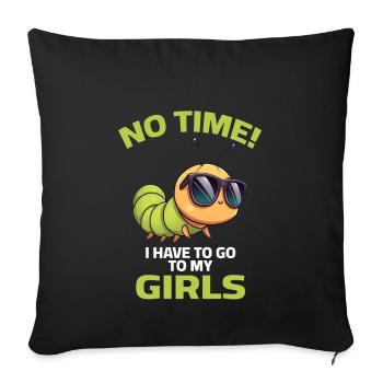 Chenille filles disant jardin pas de temps jardinier - Housse de coussin décorative 45 x 45 cm - noir - Devant