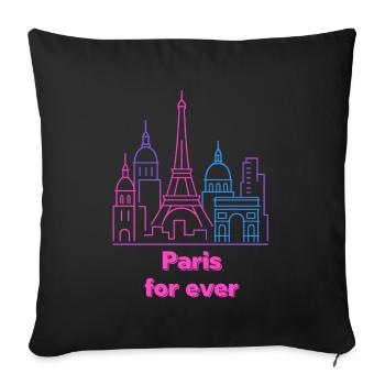 Néon Horizon Paris Silhouette Ville Ville - Housse de coussin décorative 45 x 45 cm - noir - Devant