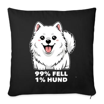 Samojede 99% Fell 1% Hund Lustiger Spruch - Sofakissenbezug 45 x 45 cm - Schwarz - Vorne