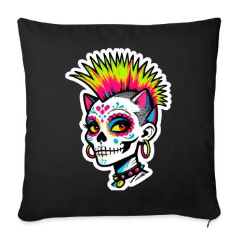 Punk Neon Skull - Sofa pillowcase 17,3'' x 17,3'' (45 x 45 cm) - black - Front