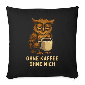 Nickernde Eule mit Kaffee - Sofakissenbezug 45 x 45 cm - Schwarz - Vorne