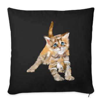 Blue-eyed watercolor kitten - Sofa pillowcase 17,3'' x 17,3'' (45 x 45 cm) - black - Front