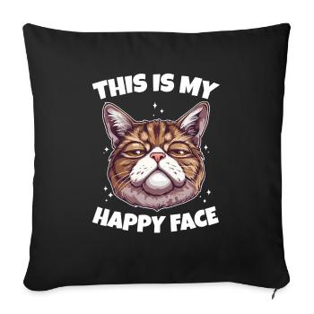 Das ist meine Happy Face Katze - Sofakissenbezug 45 x 45 cm - Schwarz - Vorne