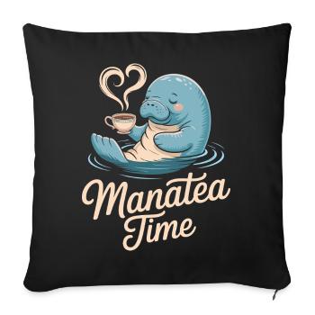 Manatee Marine Animal Ocean Loves Tea - Sofa pillowcase 17,3'' x 17,3'' (45 x 45 cm) - black - Front
