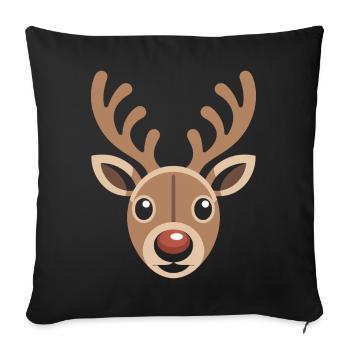 Renne Noël laid - Housse de coussin décorative 45 x 45 cm - noir - Devant