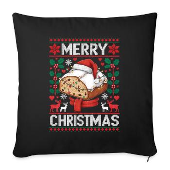 Stollen Lustig Spruch Weihnachten Süß Geschenk - Sofakissenbezug 45 x 45 cm - Schwarz - Vorne
