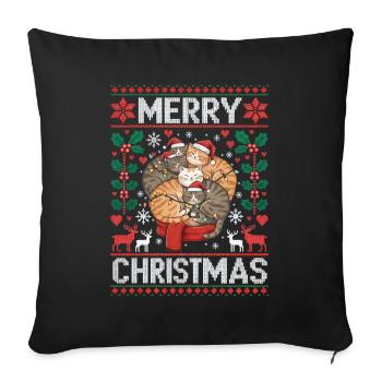 Cats, Coziness, Christmas, Sweet, Cute - Sofa pillowcase 17,3'' x 17,3'' (45 x 45 cm) - black - Front