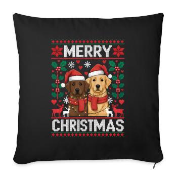 Labrador - Golden Retriever Christmas Xmas - Sofa pillowcase 17,3'' x 17,3'' (45 x 45 cm) - black - Front