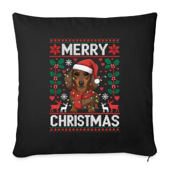 Funny Dachshund Christmas Dachshund Gift - Sofa pillowcase 17,3'' x 17,3'' (45 x 45 cm) - black - Front