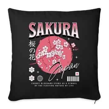 Sakura Cherry Blossom Japanese Cherry Blossom Festival - Sofa pillowcase 17,3'' x 17,3'' (45 x 45 cm) - black - Front