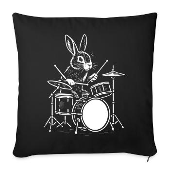 Rhythm Rabbit Trommler - Sofakissenbezug 45 x 45 cm - Schwarz - Vorne