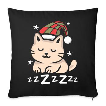 Sleeping Christmas Cat with Hat - Sofa pillowcase 17,3'' x 17,3'' (45 x 45 cm) - black - Front