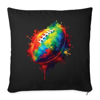 Balle de Rugby - Design Sport Coloré pour Fans  - Housse de coussin décorative 45 x 45 cm - noir - Devant
