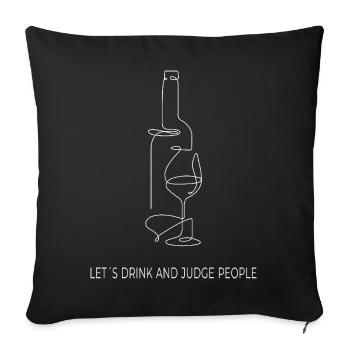 Drinks & Judging – One Line Art - Sofa pillowcase 17,3'' x 17,3'' (45 x 45 cm) - black - Front