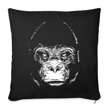 Ornament Gorilla – powerful black and white artwork - Sofa pillowcase 17,3'' x 17,3'' (45 x 45 cm) - black - Front