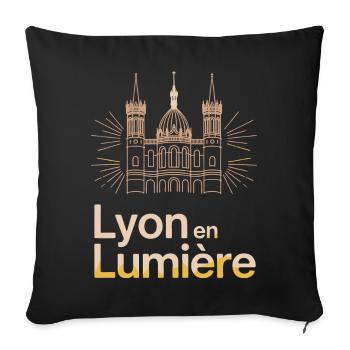 Lyon en lumière: Stylized cathedral - Sofa pillowcase 17,3'' x 17,3'' (45 x 45 cm) - black - Front
