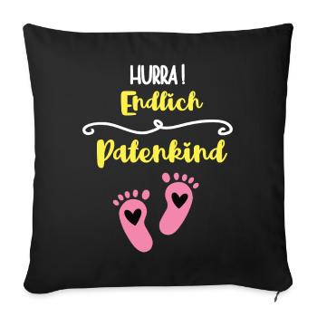 Hooray Finally Godchild Girl Godmother Godchildren - Sofa pillowcase 17,3'' x 17,3'' (45 x 45 cm) - black - Front