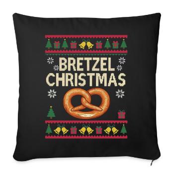 Cadeau drôle de boulanger de Noël Bretzel - Housse de coussin décorative 45 x 45 cm - noir - Devant